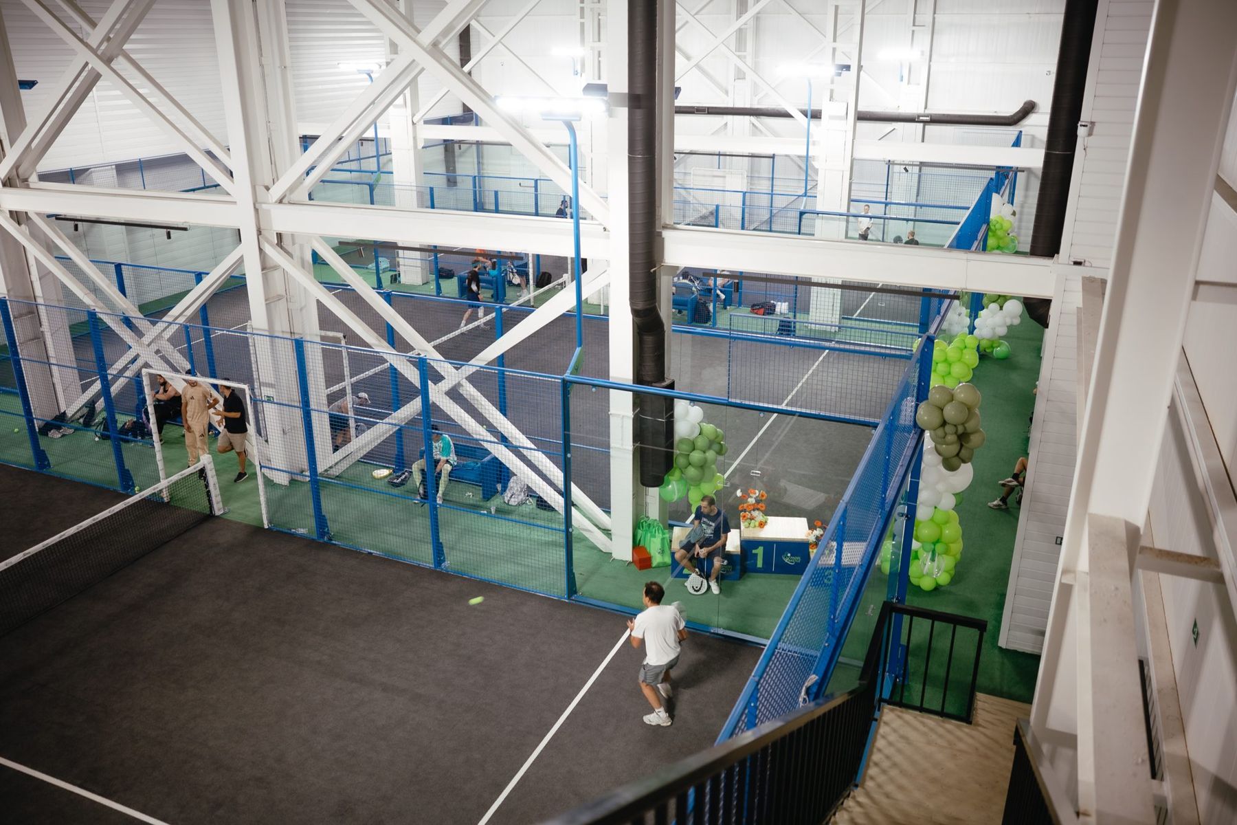 View from the balcony over the indoor courts